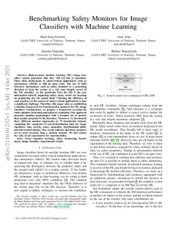 Benchmarking Safety Monitors for Image Classifiers with Machine Learning