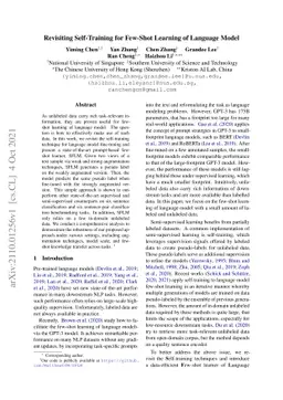 Revisiting Self-Training for Few-Shot Learning of Language Model