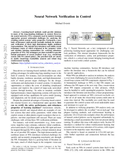 Neural Network Verification in Control