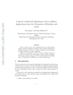 A Survey of Selected Algorithms Used in Military Applications from the
  Viewpoints of Dataflow and GaAs