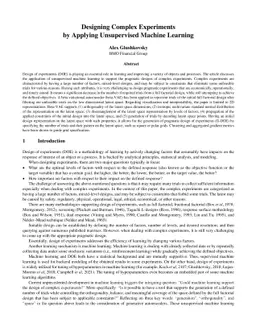 Designing Complex Experiments by Applying Unsupervised Machine Learning