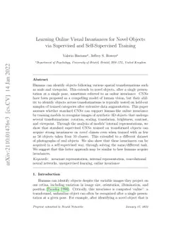 Learning Online Visual Invariances for Novel Objects via Supervised and
  Self-Supervised Training