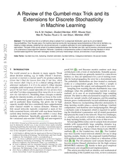 A Review of the Gumbel-max Trick and its Extensions for Discrete
  Stochasticity in Machine Learning