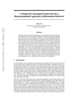 A Proposed Conceptual Framework for a Representational Approach to
  Information Retrieval