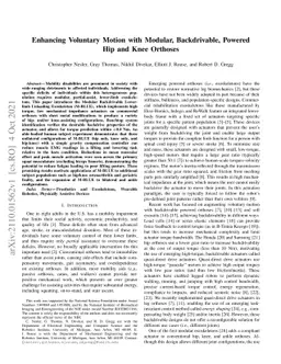 Enhancing Voluntary Motion with Modular, Backdrivable, Powered Hip and
  Knee Orthoses