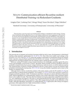 Solon: Communication-efficient Byzantine-resilient Distributed Training
  via Redundant Gradients