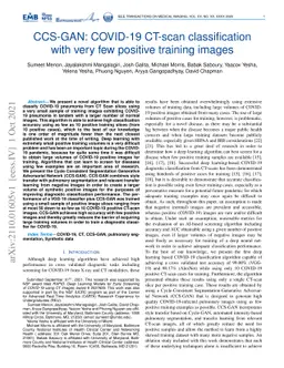 CCS-GAN: COVID-19 CT-scan classification with very few positive training
  images