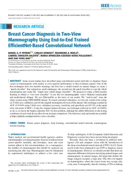 Breast Cancer Diagnosis in Two-View Mammography Using End-to-End Trained
  EfficientNet-Based Convolutional Network