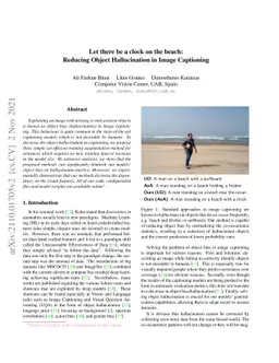 Let there be a clock on the beach: Reducing Object Hallucination in
  Image Captioning