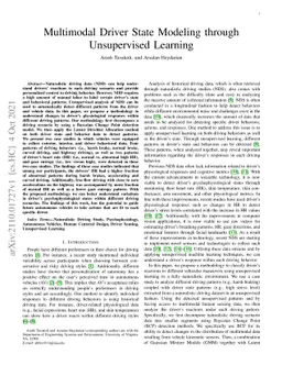 Multimodal Driver State Modeling through Unsupervised Learning