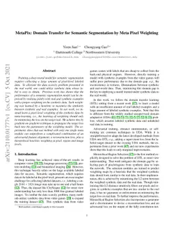 MetaPix: Domain Transfer for Semantic Segmentation by Meta Pixel
  Weighting