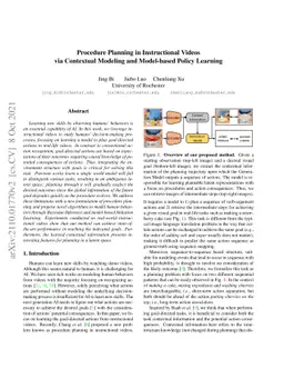 Procedure Planning in Instructional Videos via Contextual Modeling and
  Model-based Policy Learning