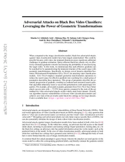 Adversarial Attacks on Black Box Video Classifiers: Leveraging the Power
  of Geometric Transformations