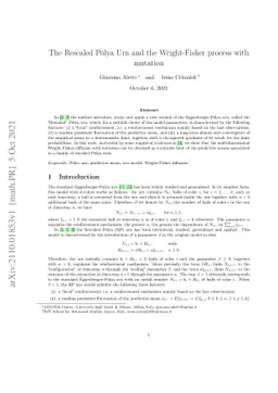 The Rescaled Polya Urn and the Wright-Fisher process with mutation