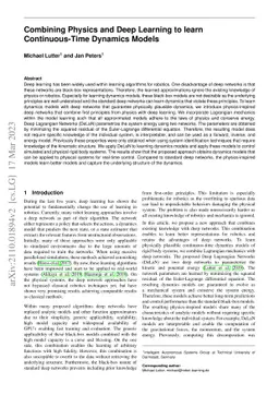 Combining Physics and Deep Learning to learn Continuous-Time Dynamics
  Models