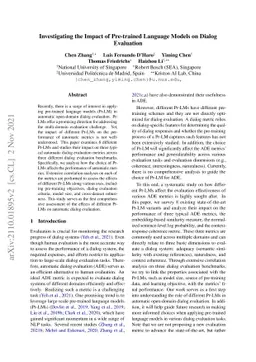 Investigating the Impact of Pre-trained Language Models on Dialog
  Evaluation