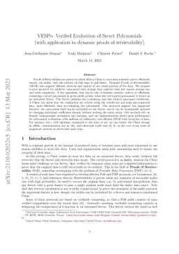 VESPo: Verified Evaluation of Secret Polynomials