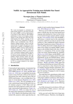 NoiER: An Approach for Training more Reliable Fine-TunedDownstream Task
  Models