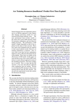 Are Training Resources Insufficient? Predict First Then Explain!