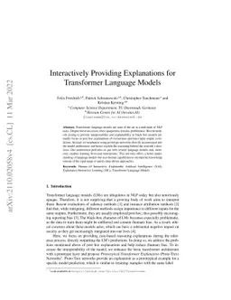 Interactively Providing Explanations for Transformer Language Models