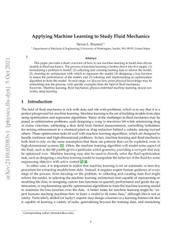 Applying Machine Learning to Study Fluid Mechanics