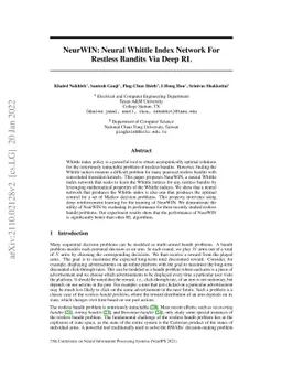 NeurWIN: Neural Whittle Index Network For Restless Bandits Via Deep RL