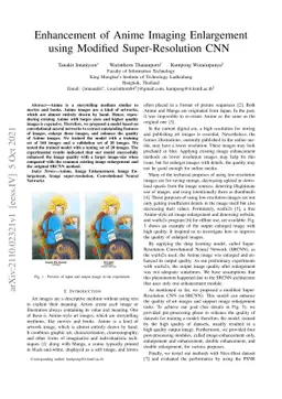 Enhancement of Anime Imaging Enlargement using Modified Super-Resolution
  CNN