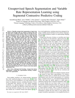 Unsupervised Speech Segmentation and Variable Rate Representation
  Learning using Segmental Contrastive Predictive Coding