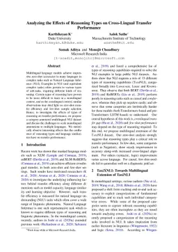 Analyzing the Effects of Reasoning Types on Cross-Lingual Transfer
  Performance