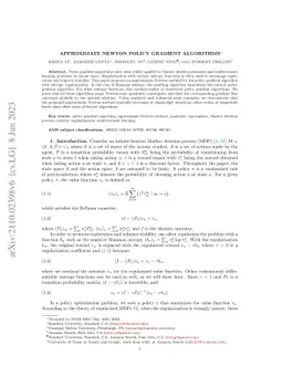 Approximate Newton policy gradient algorithms