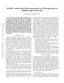 3D-MOV: Audio-Visual LSTM Autoencoder for 3D Reconstruction of Multiple
  Objects from Video