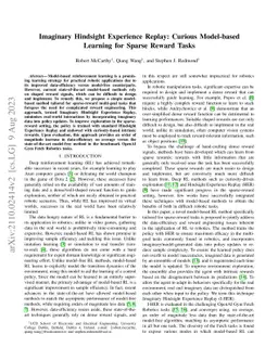 Imaginary Hindsight Experience Replay: Curious Model-based Learning for
  Sparse Reward Tasks