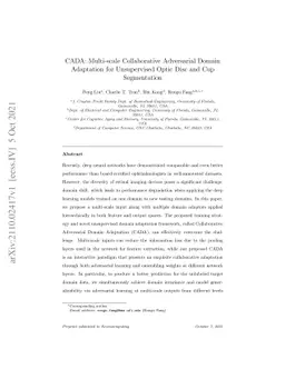 CADA: Multi-scale Collaborative Adversarial Domain Adaptation for
  Unsupervised Optic Disc and Cup Segmentation