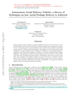 Autonomous Aerial Delivery Vehicles, a Survey of Techniques on how
  Aerial Package Delivery is Achieved