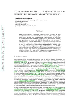 VC dimension of partially quantized neural networks in the
  overparametrized regime