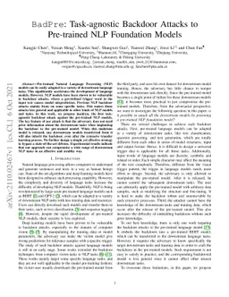 BadPre: Task-agnostic Backdoor Attacks to Pre-trained NLP Foundation
  Models