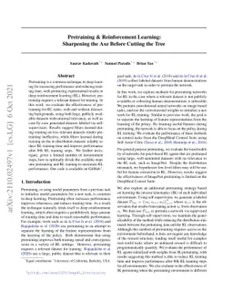 Pretraining & Reinforcement Learning: Sharpening the Axe Before Cutting
  the Tree