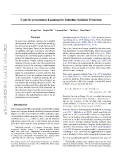 Cycle Representation Learning for Inductive Relation Prediction