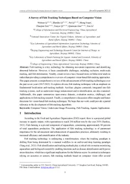 A Survey of Fish Tracking Techniques Based on Computer Vision