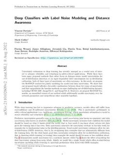 Deep Classifiers with Label Noise Modeling and Distance Awareness