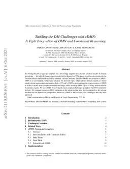 Tackling the DM Challenges with cDMN: A Tight Integration of DMN and
  Constraint Reasoning