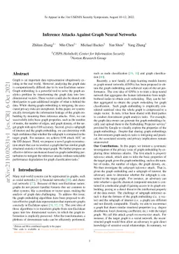 Inference Attacks Against Graph Neural Networks