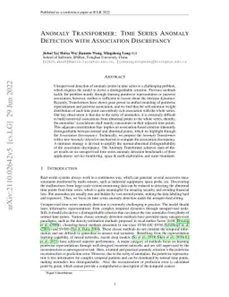Anomaly Transformer: Time Series Anomaly Detection with Association
  Discrepancy