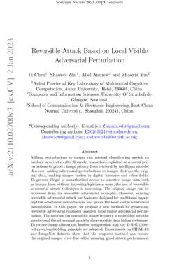 Reversible Attack based on Local Visual Adversarial Perturbation