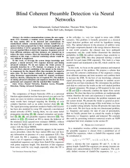 Blind Coherent Preamble Detection via Neural Networks