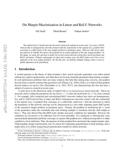 On Margin Maximization in Linear and ReLU Networks