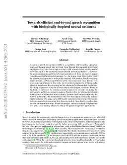 Towards efficient end-to-end speech recognition with
  biologically-inspired neural networks