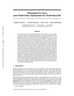 Mismatched No More: Joint Model-Policy Optimization for Model-Based RL