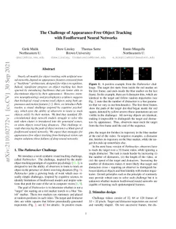 The Challenge of Appearance-Free Object Tracking with Feedforward Neural
  Networks