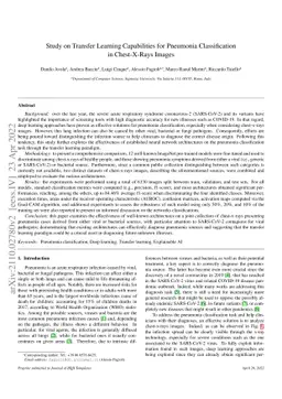 Study on Transfer Learning Capabilities for Pneumonia Classification in
  Chest-X-Rays Image